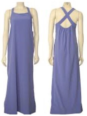 Athleta Arrival Periwinkle Maxi Dress with Cross-Back Straps